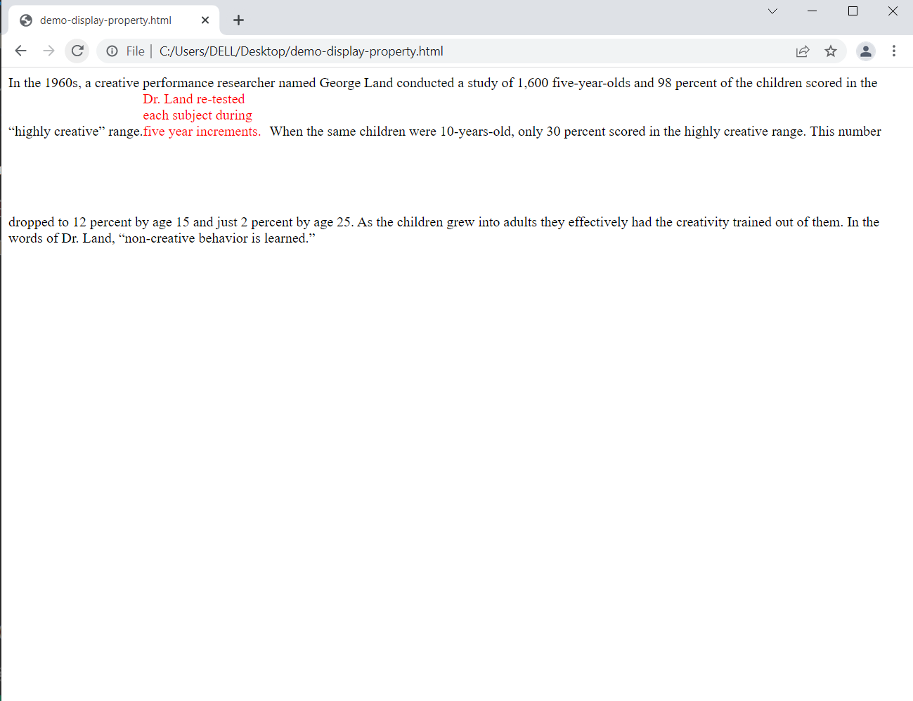 Display Properties in CSS